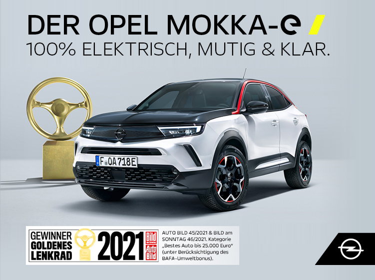 Der Opel Mokka-e gewinnt das „Goldene Lenkrad 2021″